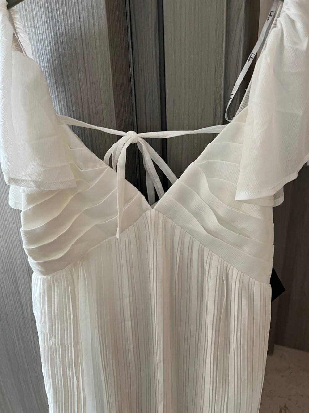 NWT LULU'S Amalfi Coast pleated flutter mini dress white S - Picture 6 of 10